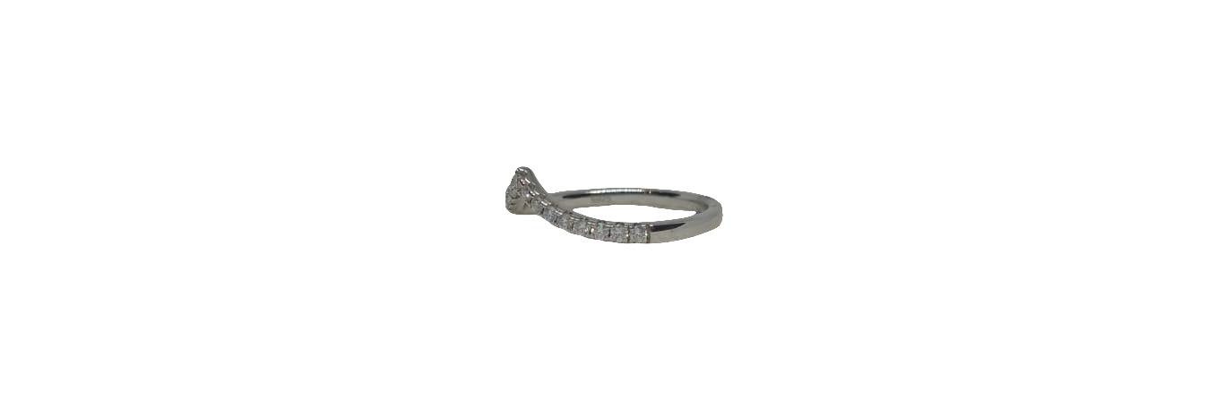 Sterling silver 18ct rhodium plated V-shape eternity claw set band ring