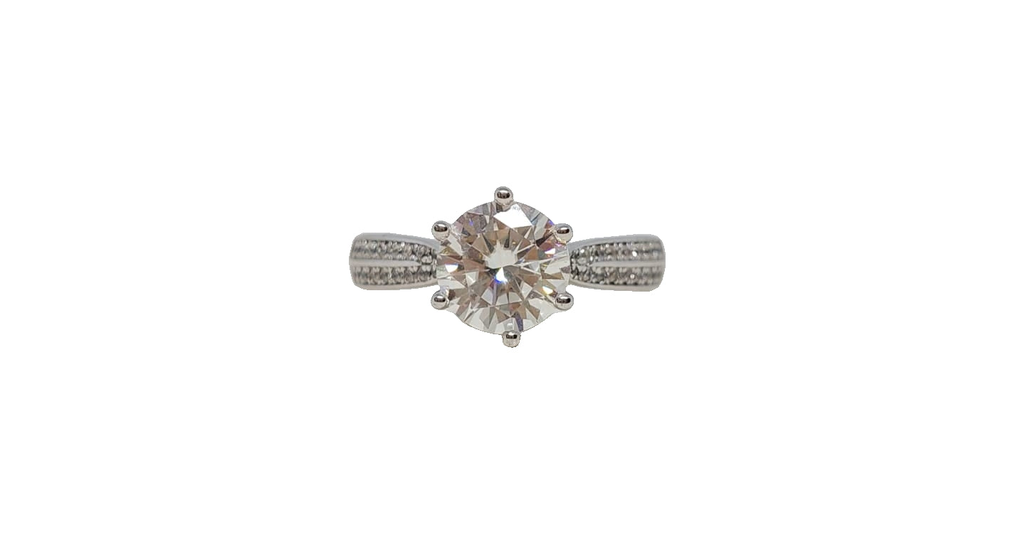 Sterling silver 18ct rhodium plating round cut moissanite double row cubic zirconia shank ring
