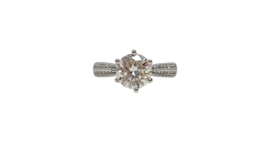 Sterling silver 18ct rhodium plating round cut moissanite double row cubic zirconia shank ring