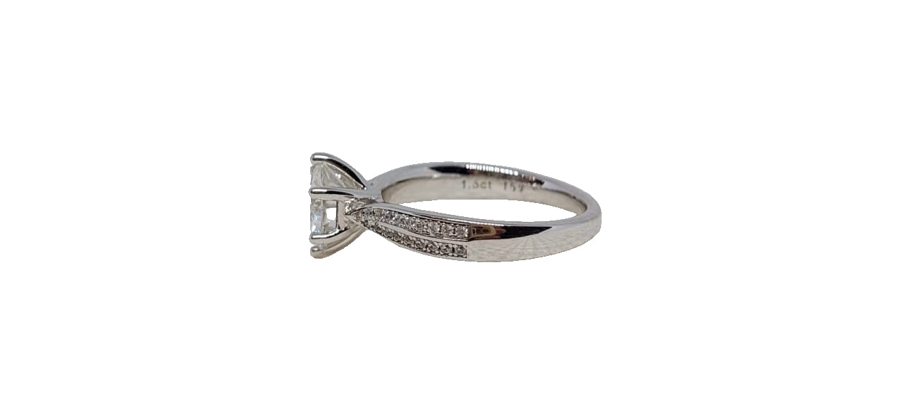 Sterling silver 18ct rhodium plating round cut moissanite double row cubic zirconia shank ring