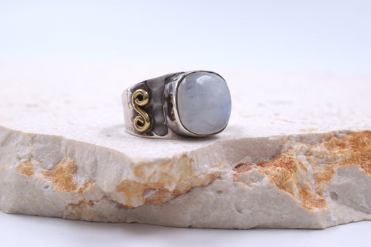 Sterling Silver Square Cabachon Moonstone Ring