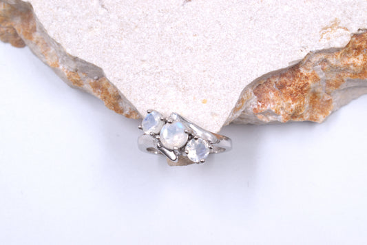 Sterling Silver Trillogy Style Moonstone Ring