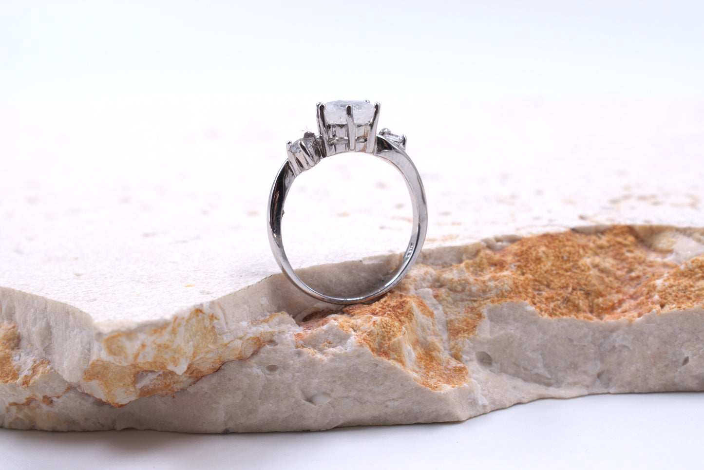 Sterling Silver Moonstone Trillogy style ring