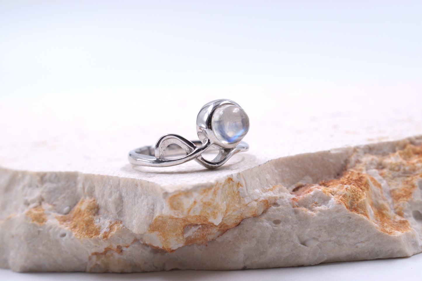 Sterling Silver Moonstone Infinity Style Ring