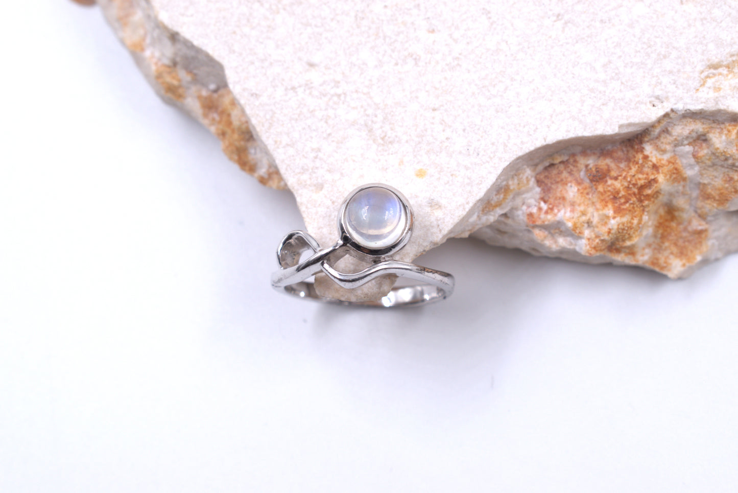 Sterling Silver Moonstone Infinity Style Ring