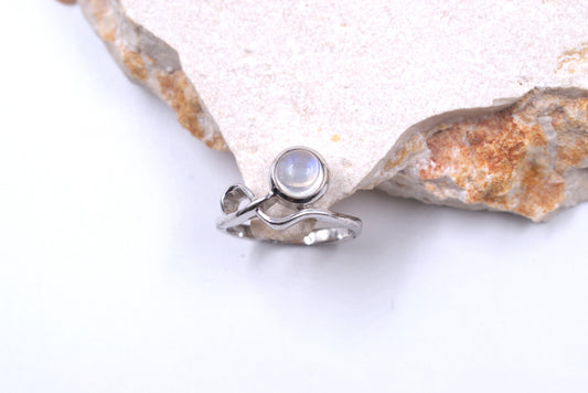 Sterling Silver Moonstone Infinity Style Ring