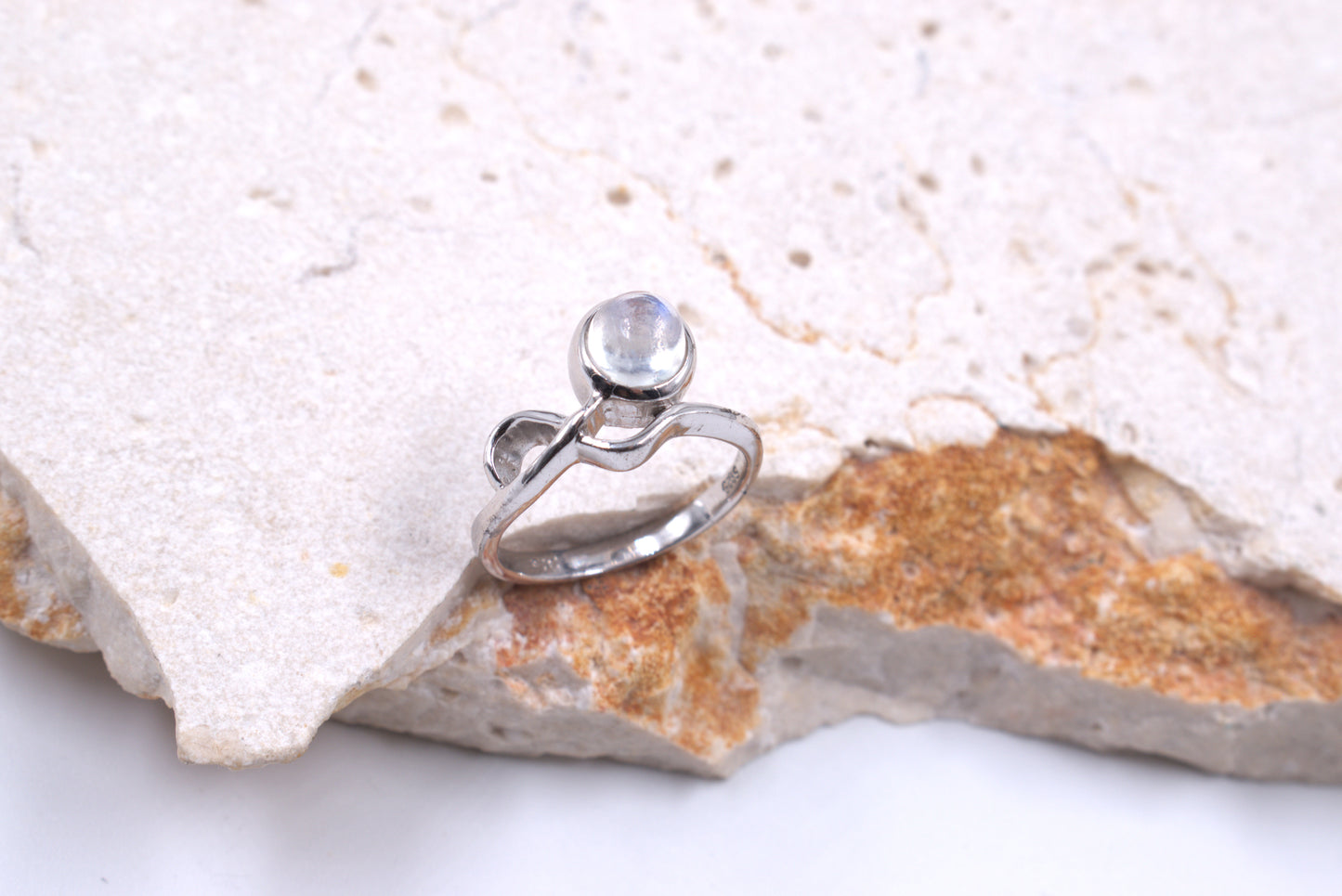 Sterling Silver Moonstone Infinity Style Ring
