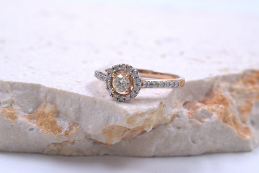 18ct Rose Gold and Diamond Halo Ring