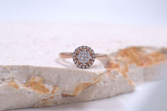 9ct Rose Gold Illusion and Halo Style Diamond Ring