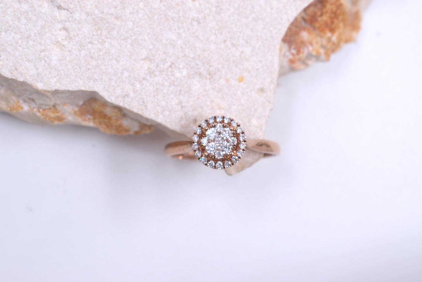 9ct Rose Gold Illusion and Halo Style Diamond Ring