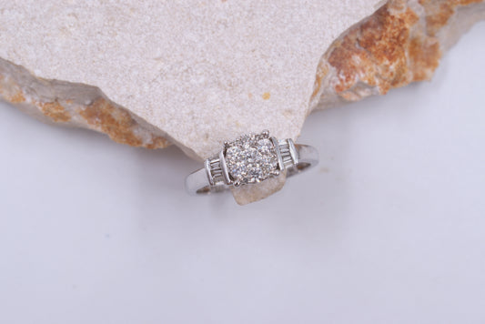 9ct White Gold Illusion Style Diamond Ring