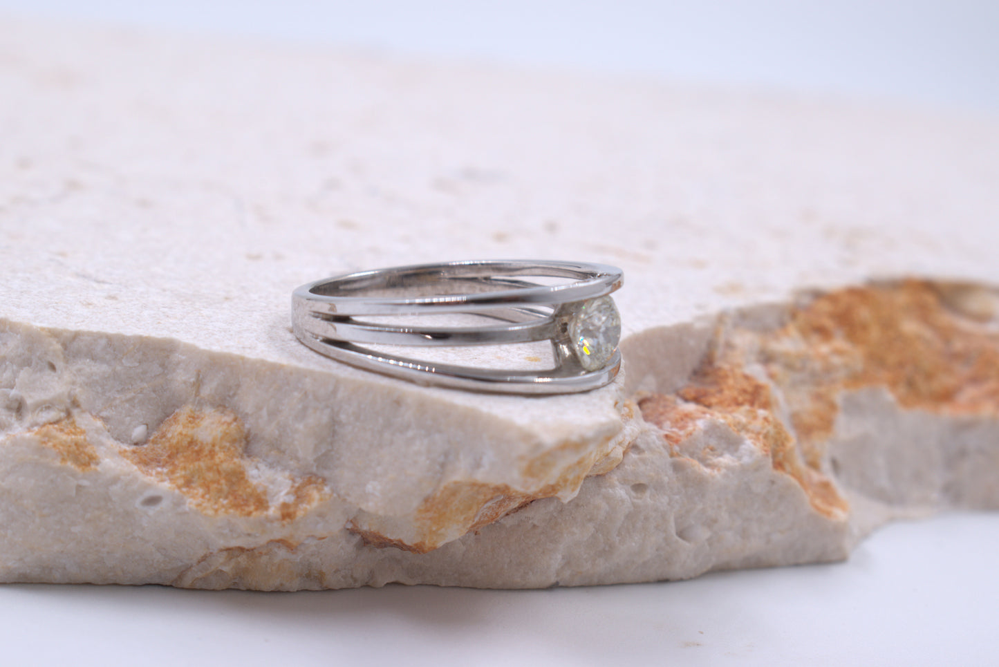 9ct White Gold tension set Diamond Ring