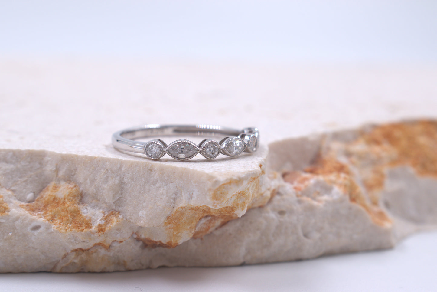 18ct White Gold Marquise and Round Diamond Eternity ring