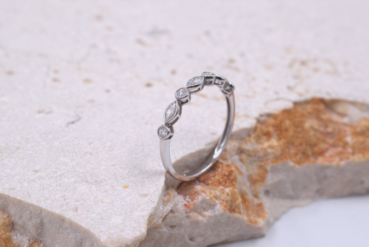 18ct White Gold Marquise and Round Diamond Eternity ring