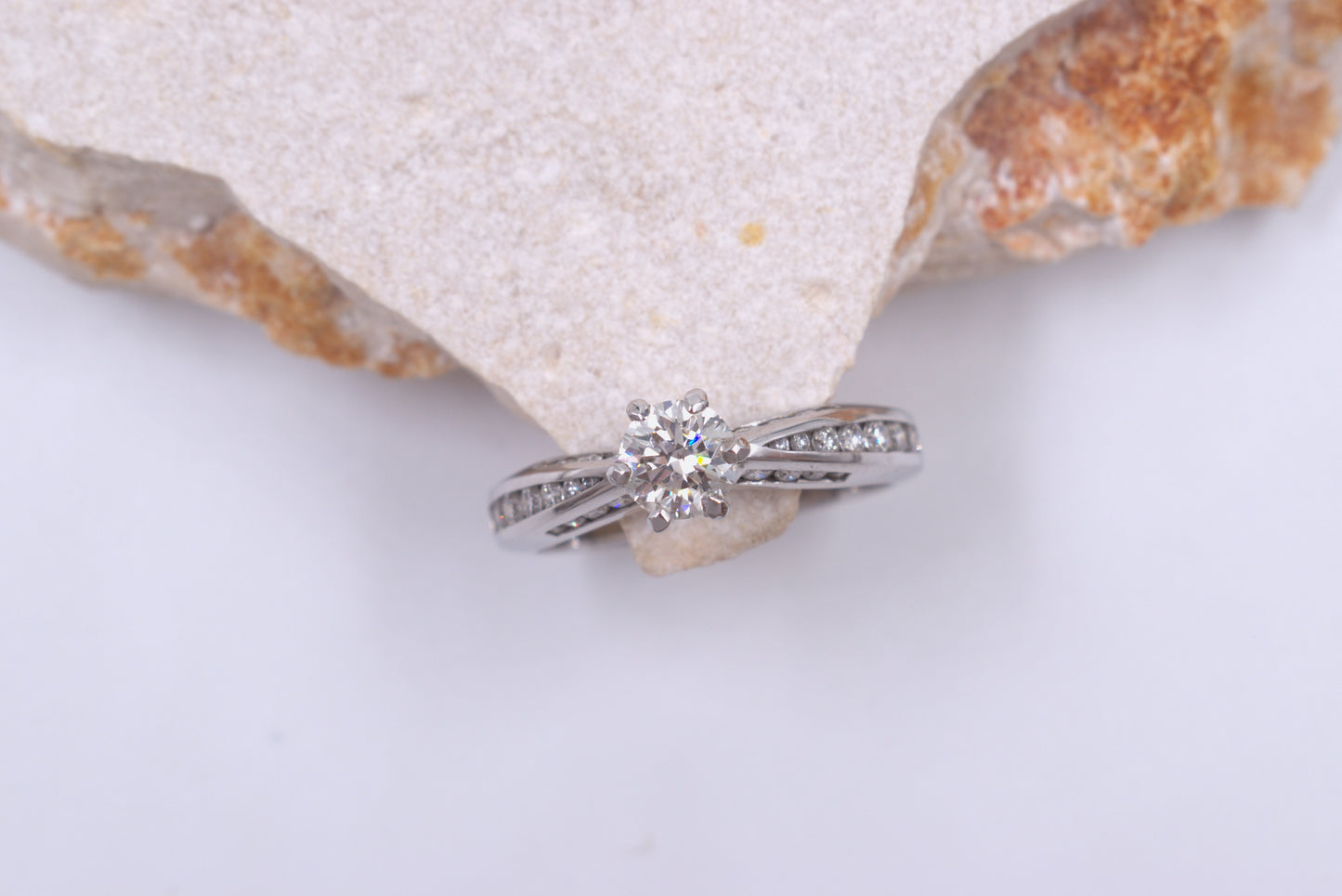 18ct White Gold Diamond Ring with Channel set Shank