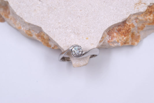 9ct White Gold Twisted Tension set Diamond Ring