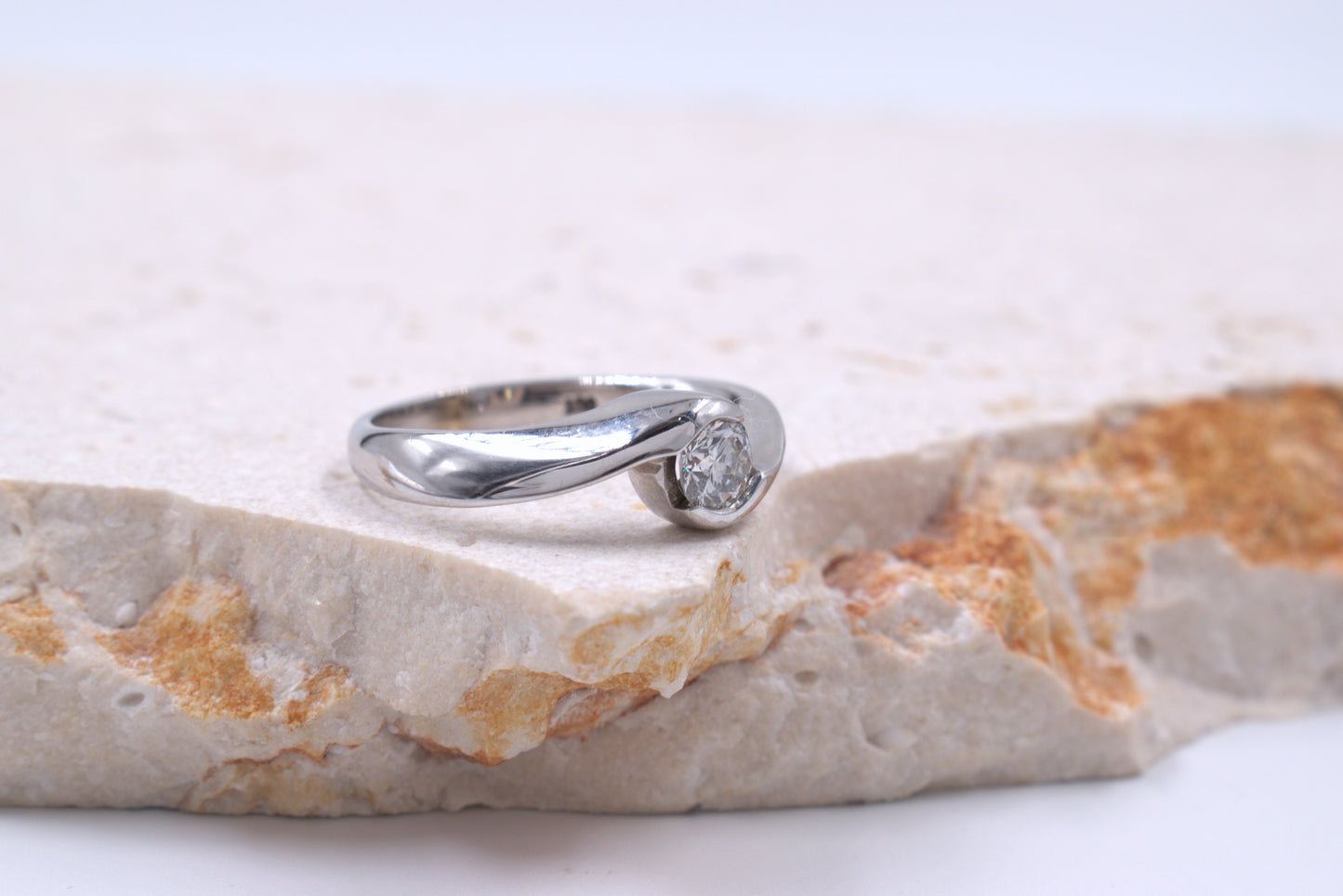 9ct White Gold Twisted Tension set Diamond Ring