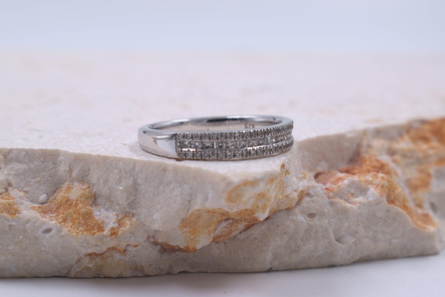 9ct White Gold Fancy Three row Diamond Eternity Ring