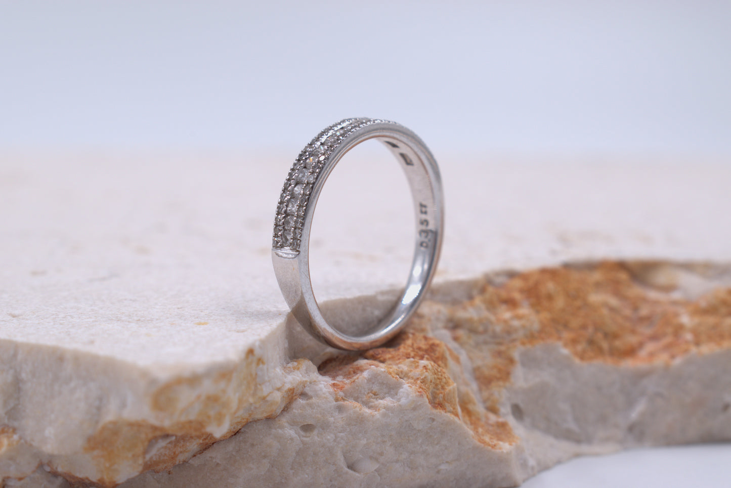 9ct White Gold Fancy Three row Diamond Eternity Ring