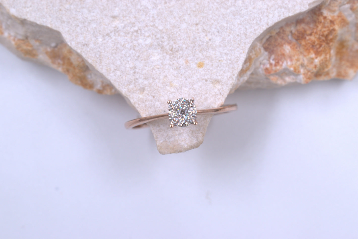 9ct Rose Gold Illusion Style Diamond Ring