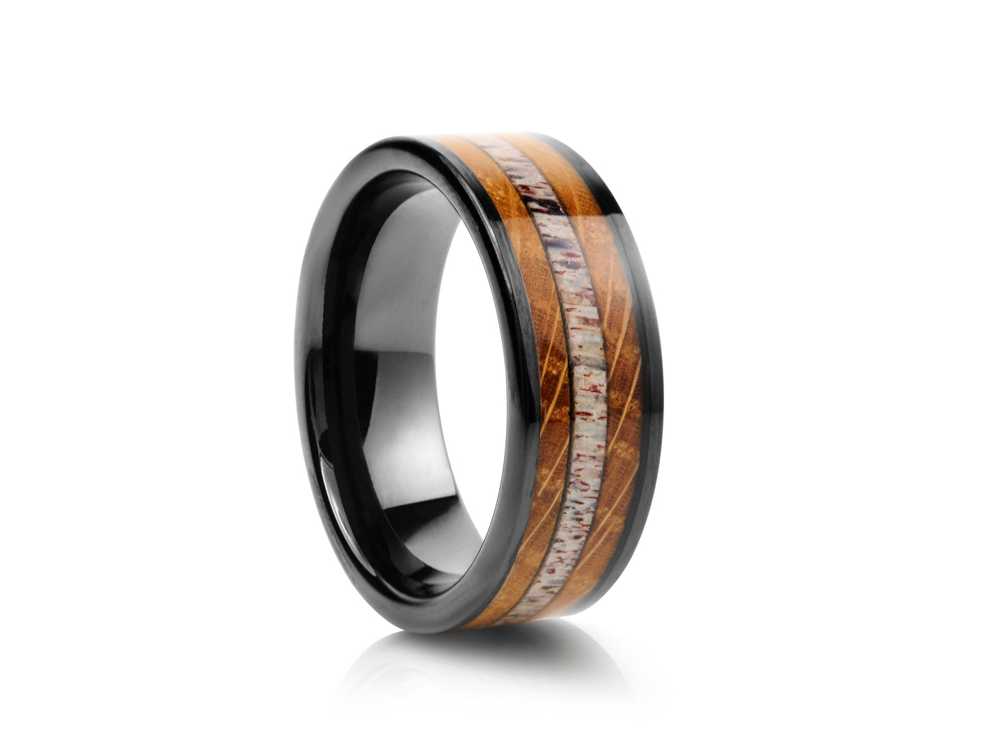 Black tungsten with antler detail