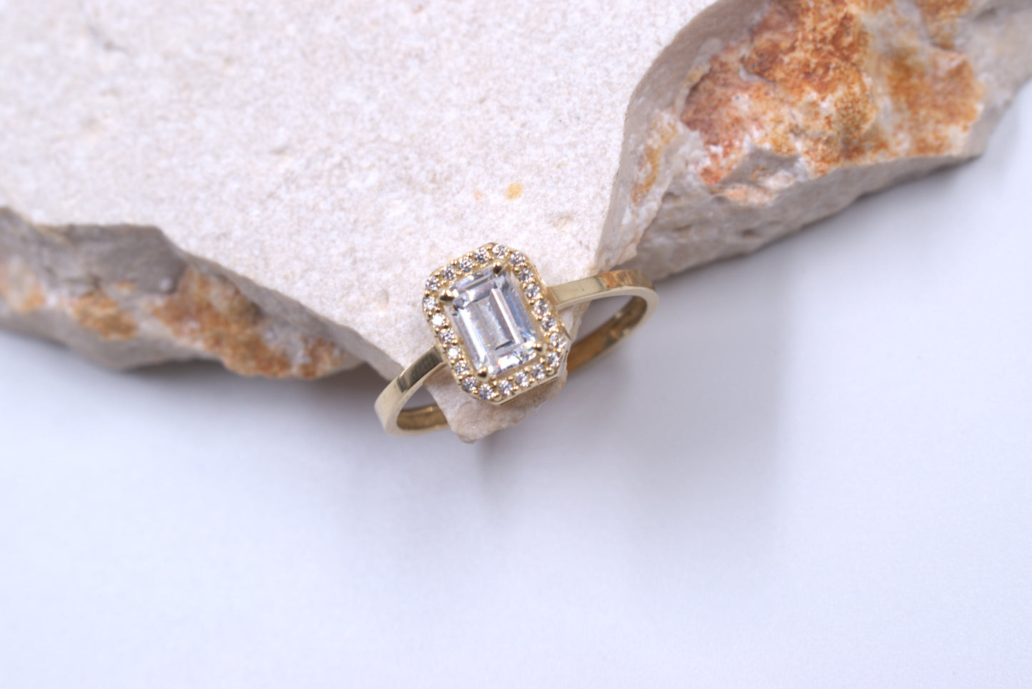 9ct Yellow Gold Emerald Cut Cubic Zirconia Ring