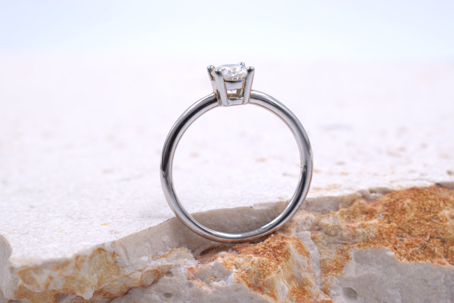 Sterling Silver Oval Moissanite Solitaire Style Ring