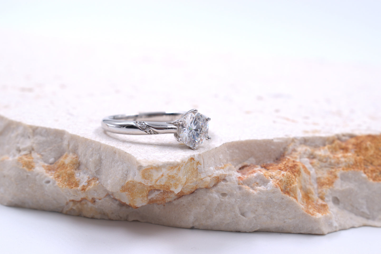 Sterling Silver Round Moissanite Ring