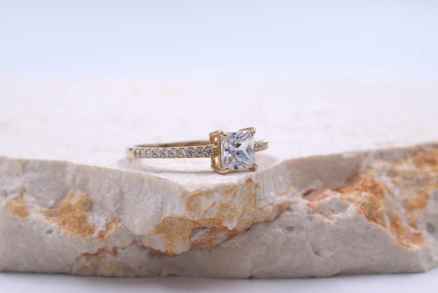 9ct Yellow Gold Square Cubic Zirconia Ring