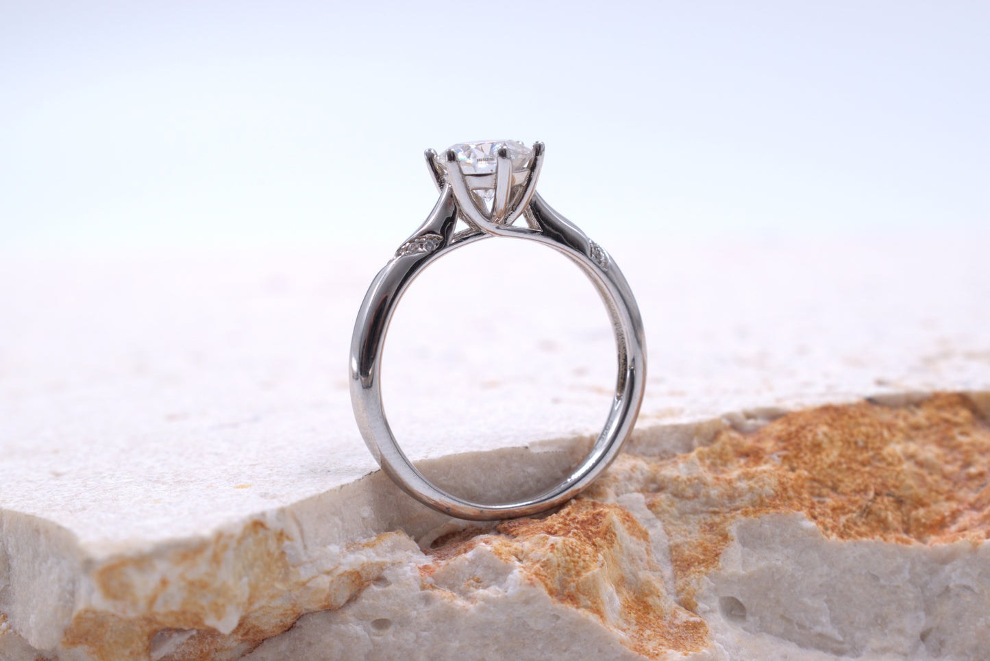 Sterling Silver Round Moissanite Ring