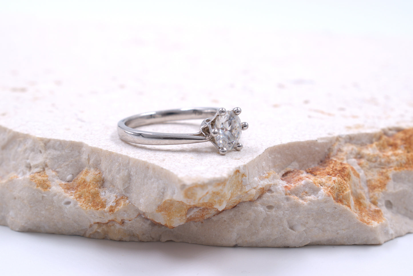 Sterling Silver Round Moissanite Lily Style Ring