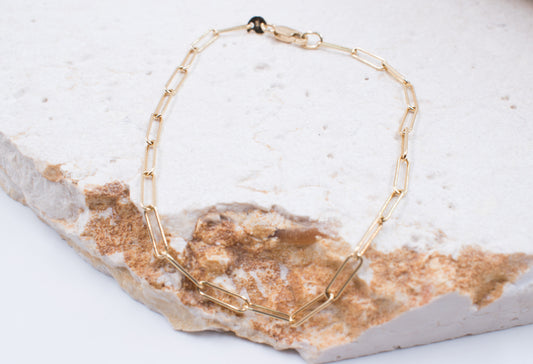 9ct Yellow Gold Paperclip Style Bracelet