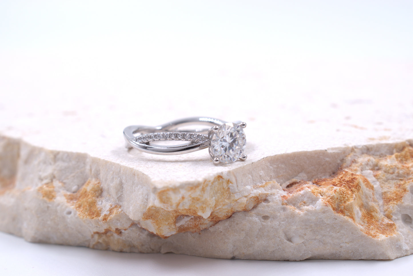 Sterling Silver Crossover Moissanite Ring