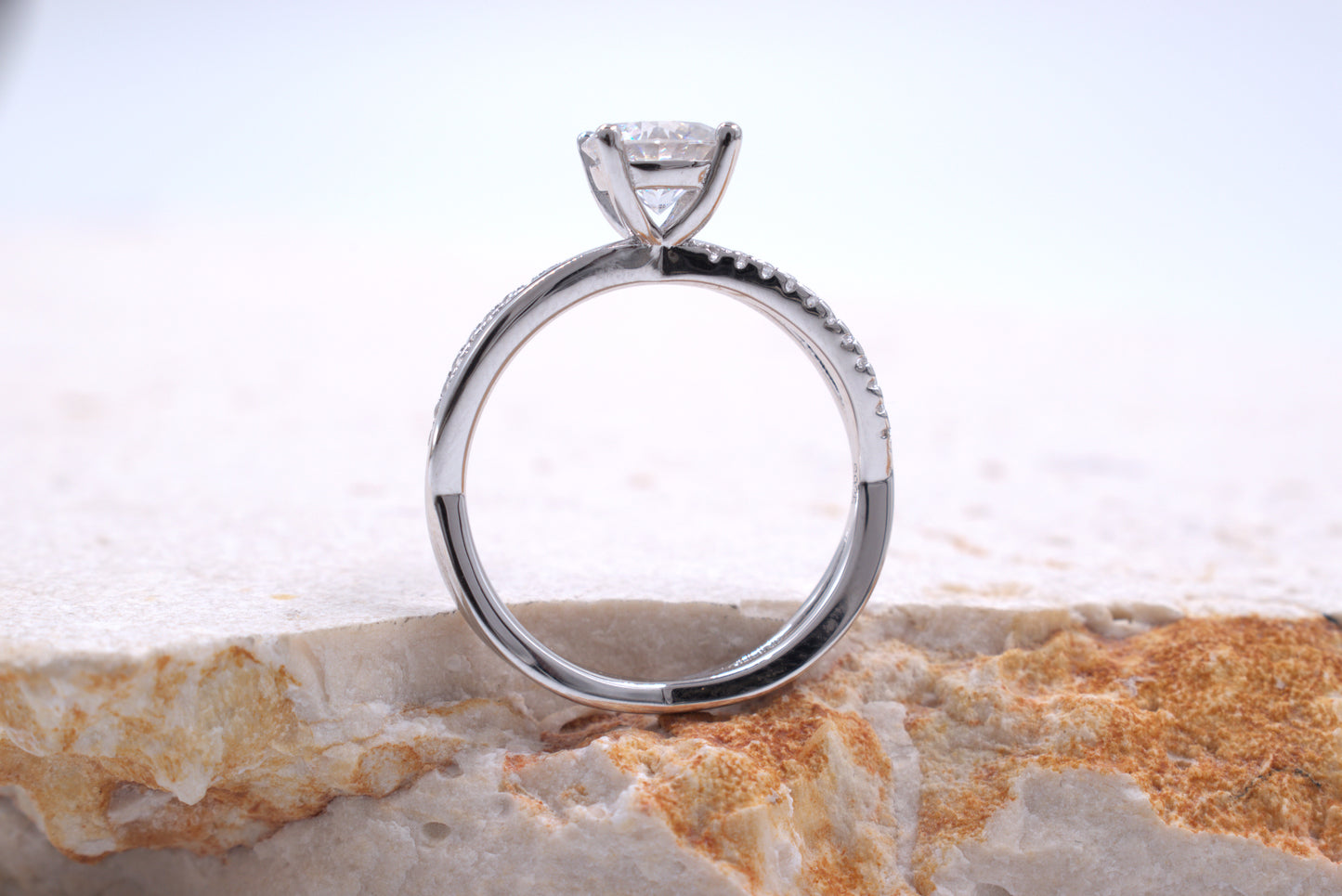Sterling Silver Crossover Moissanite Ring