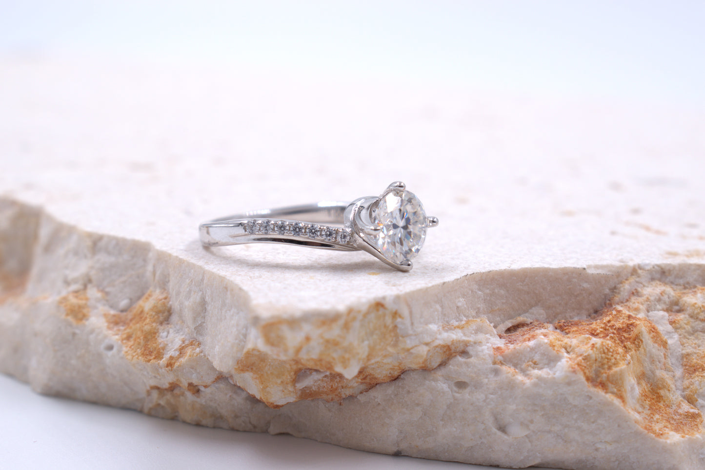 Sterling Silver Moissanite Bypass Style Ring