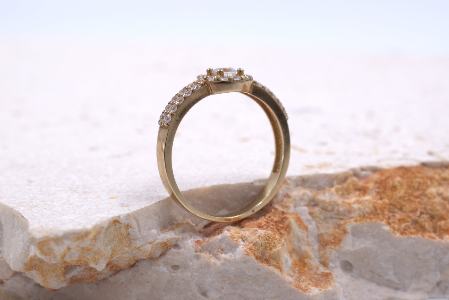 9ct Yellow Gold Cubic Zirconia Halo Ring