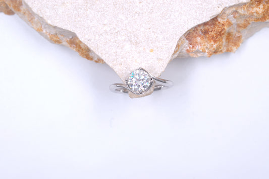 Sterling Silver Moissanite Bypass Style Ring