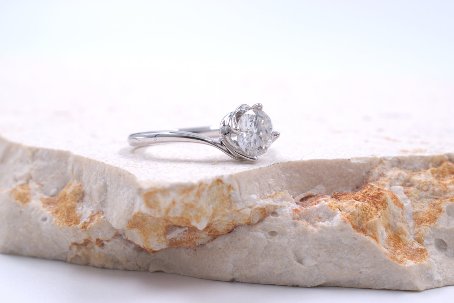Sterling Silver Moissanite Bypass Style Ring