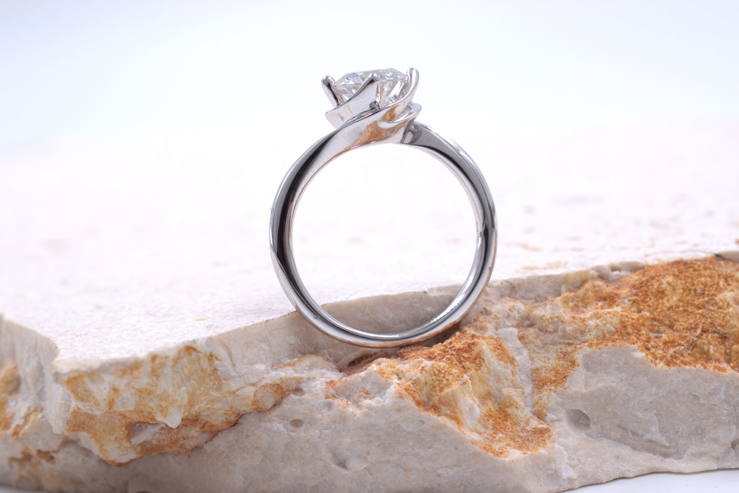 Sterling Silver Moissanite Bypass Style Ring