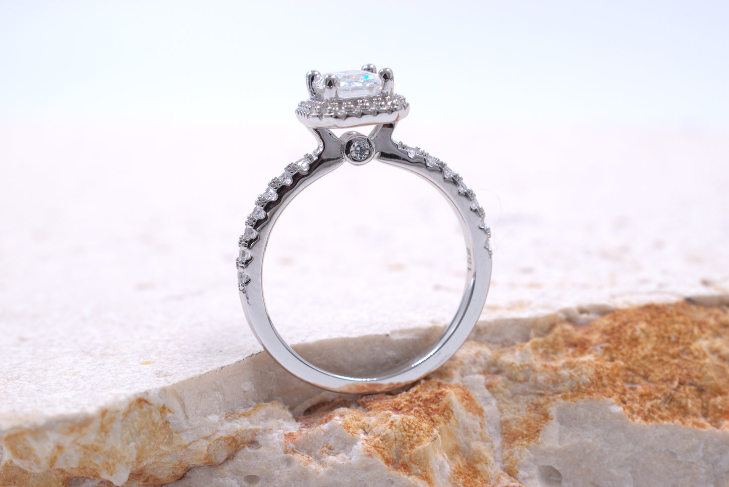 Sterling Silver Emerald Shaped Moissanite Ring