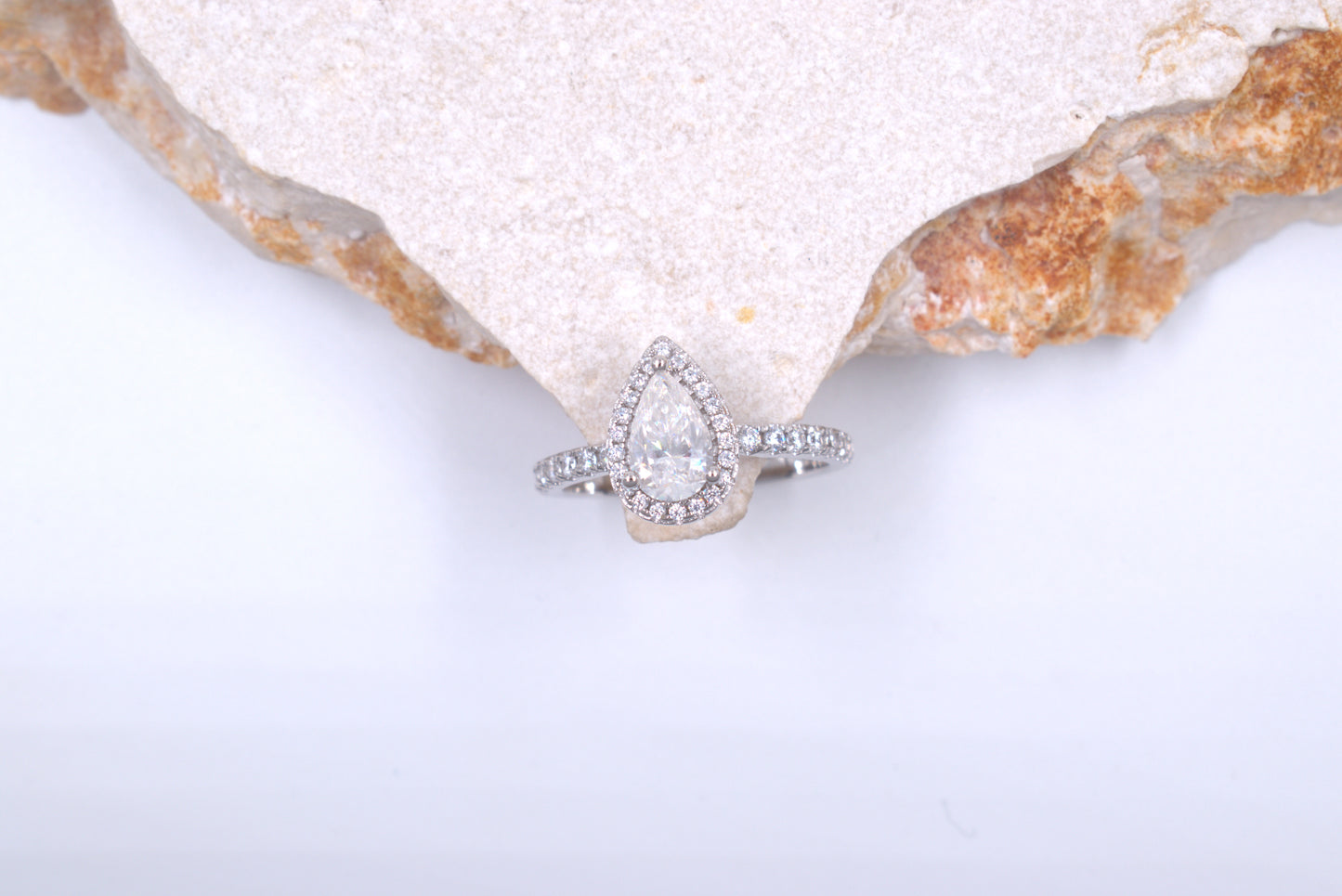 Sterling Silver Pearshape Moissanite Ring