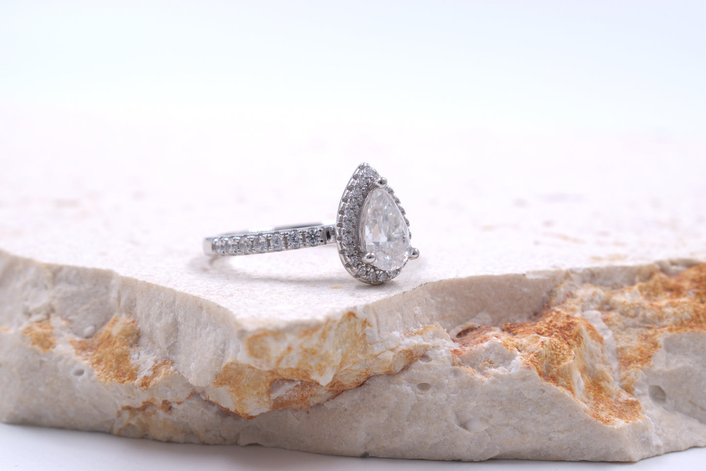 Sterling Silver Pearshape Moissanite Ring