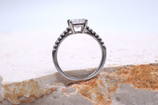 Sterling Silver Square Moissanite Ring