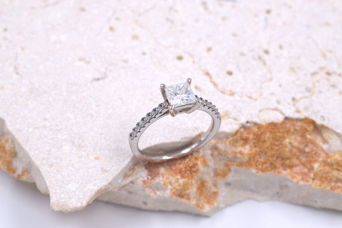 Sterling Silver Square Moissanite Ring