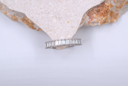 Sterling Silver Baguette Moissanite Eternity Ring