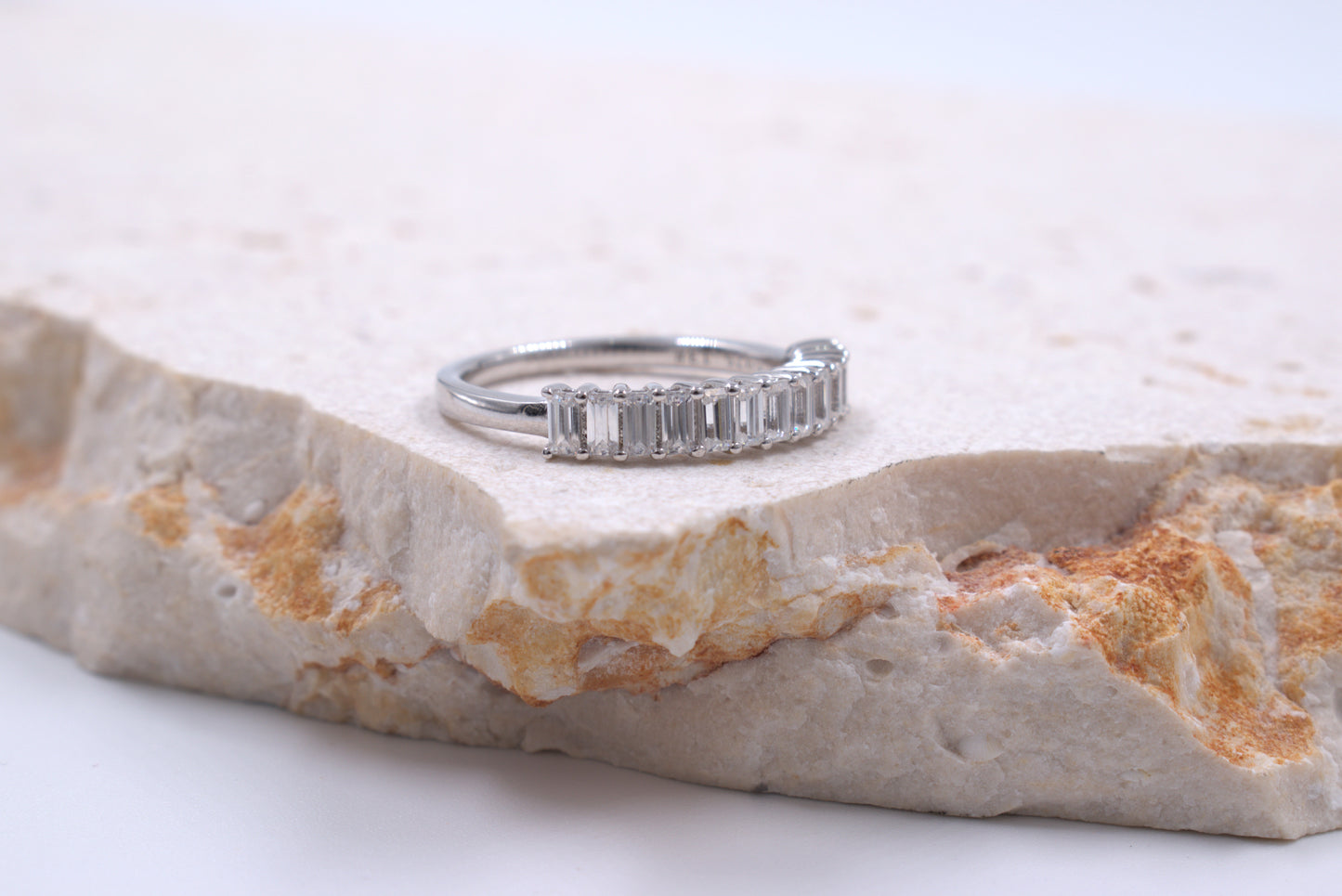 Sterling Silver Baguette Moissanite Eternity Ring