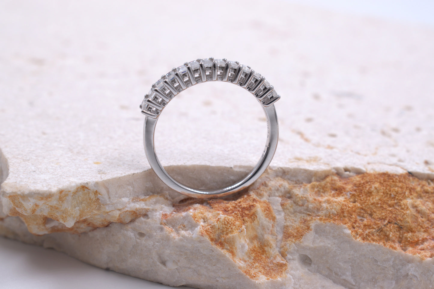 Sterling Silver Baguette Moissanite Eternity Ring