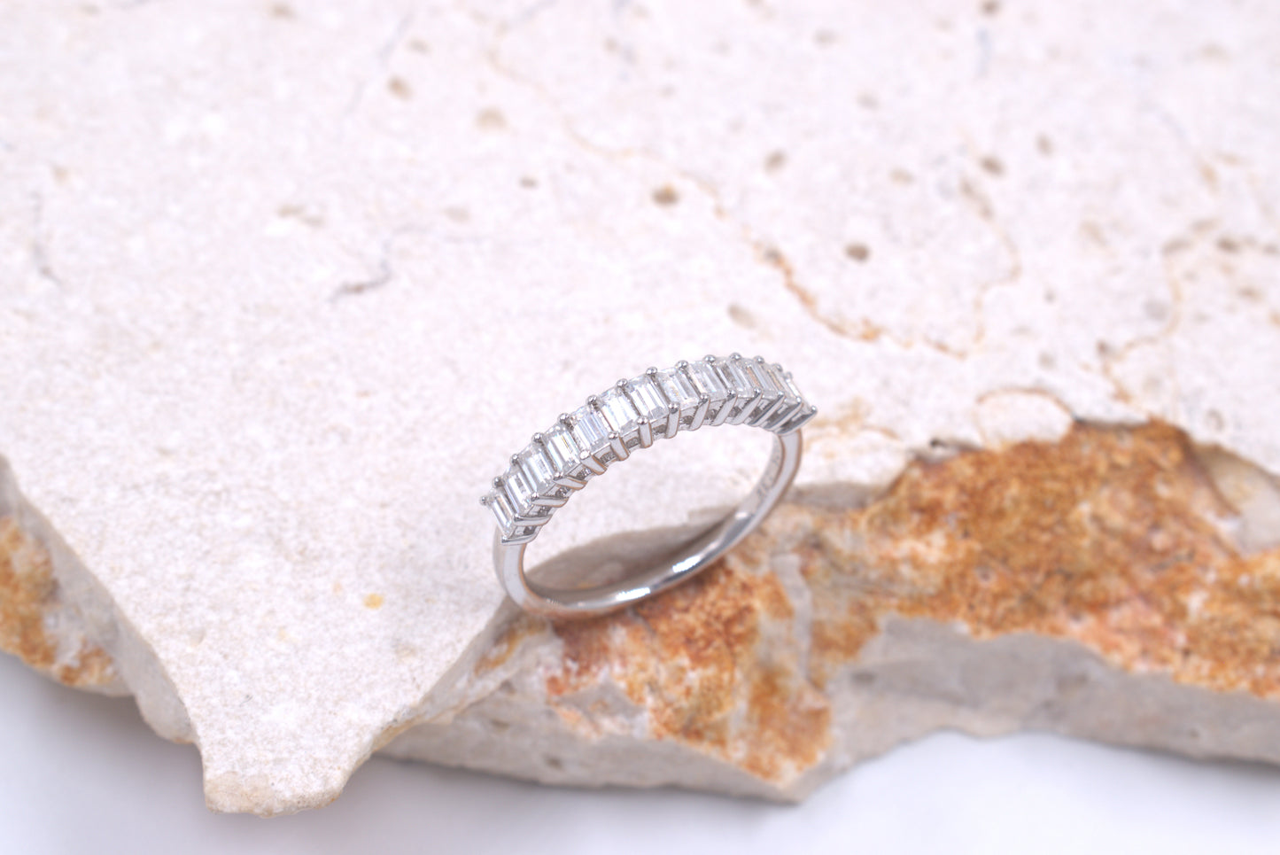 Sterling Silver Baguette Moissanite Eternity Ring