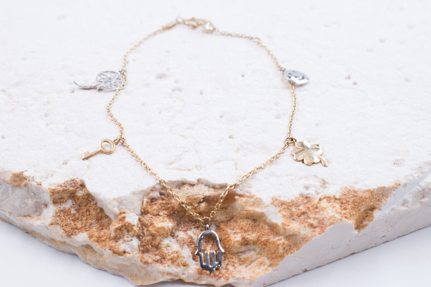 9ct Yellow and White Gold Charm Bracelet