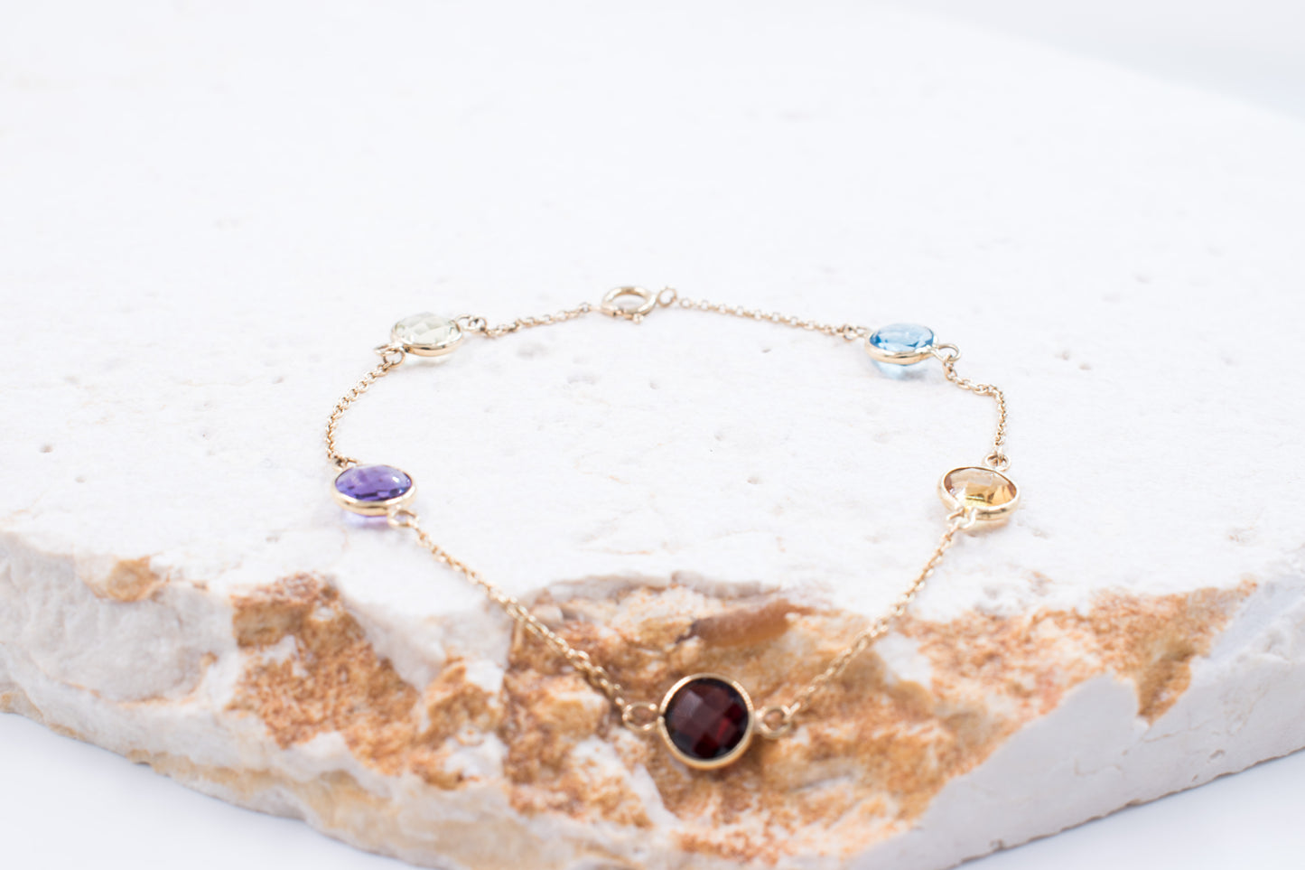 10ct Yellow Gold Semi Precious Tube set Bracelet